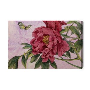 Peinture sur toile Pivoines Et Papillons – Image 2
