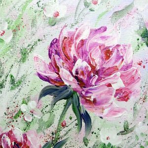 Peinture sur toile Pivoines Roses Peintes – Image 1