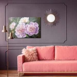 Peinture sur toile Pivoines Roses Et Feuilles Peintes – Image 4