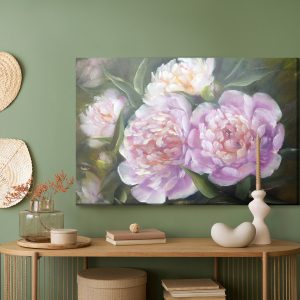 Peinture sur toile Pivoines Roses Et Feuilles Peintes – Image 5