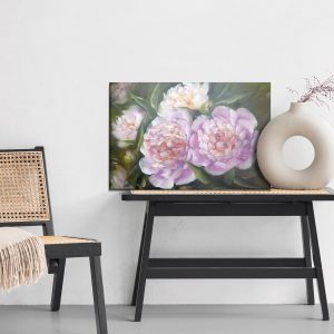 Peinture sur toile Pivoines Roses Et Feuilles Peintes – Image 6