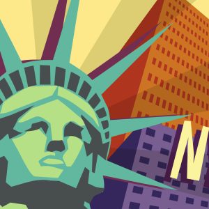 Peinture sur toile New York Colorée Dans Un Style Rétro – Image 1
