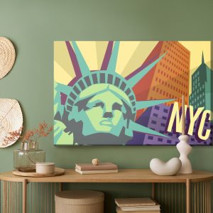 Peinture sur toile New York Colorée Dans Un Style Rétro – Image 5