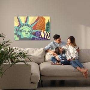 Peinture sur toile New York Colorée Dans Un Style Rétro – Image 7