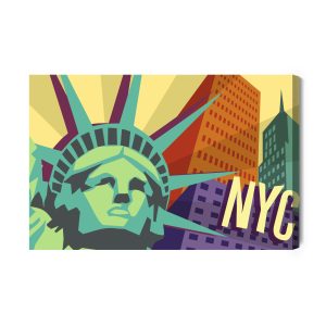Peinture sur toile New York Colorée Dans Un Style Rétro – Image 2