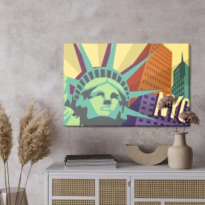 Peinture sur toile New York Colorée Dans Un Style Rétro – Image 3