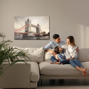 Peinture sur toile Tower Bridge Dans Un Style Rétro – Image 7