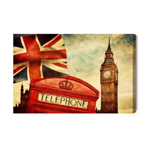 Peinture sur toile Symboles De Londres Dans Un Style Vintage – Image 2
