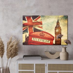 Peinture sur toile Symboles De Londres Dans Un Style Vintage – Image 3