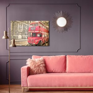Peinture sur toile Bus À Impériale Rouge Vintage – Image 4