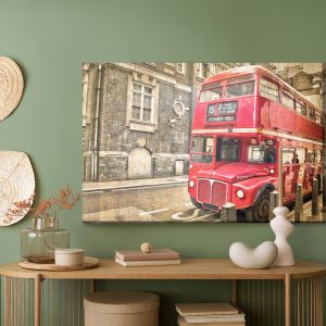 Peinture sur toile Bus À Impériale Rouge Vintage – Image 5