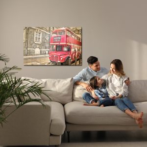 Peinture sur toile Bus À Impériale Rouge Vintage – Image 7
