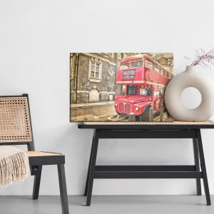 Peinture sur toile Bus À Impériale Rouge Vintage – Image 6