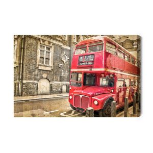 Peinture sur toile Bus À Impériale Rouge Vintage – Image 2