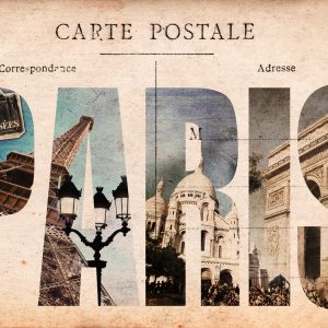 Peinture sur toile Carte Postale Vintage Parisienne – Image 1