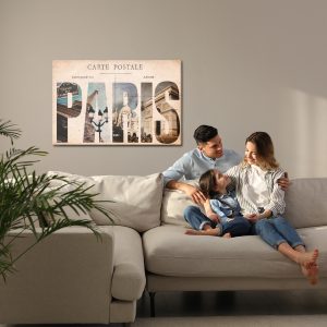 Peinture sur toile Carte Postale Vintage Parisienne – Image 7