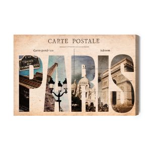 Peinture sur toile Carte Postale Vintage Parisienne – Image 2
