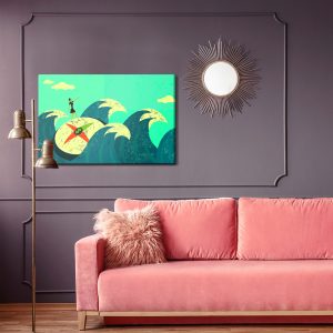 Peinture sur toile Femme Sur Le Cadran Parmi Les Vagues Vintage – Image 4