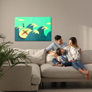 Peinture sur toile Femme Sur Le Cadran Parmi Les Vagues Vintage – Image 7