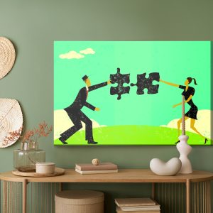 Peinture sur toile Paire Reliant Un Puzzle Vintage – Image 5