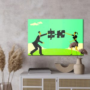 Peinture sur toile Paire Reliant Un Puzzle Vintage – Image 3