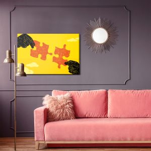 Peinture sur toile Relier Des Pièces De Puzzle Vintage – Image 4