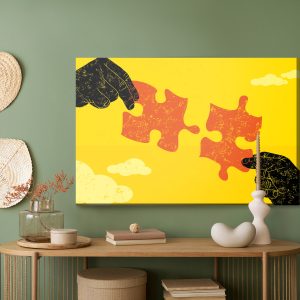 Peinture sur toile Relier Des Pièces De Puzzle Vintage – Image 5