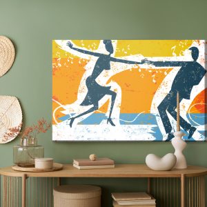 Peinture sur toile Couple Dansant Sur Un Fond Rétro Abstrait – Image 5