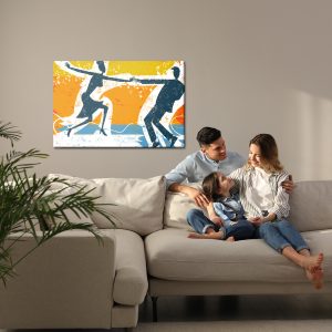 Peinture sur toile Couple Dansant Sur Un Fond Rétro Abstrait – Image 7