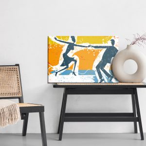 Peinture sur toile Couple Dansant Sur Un Fond Rétro Abstrait – Image 6