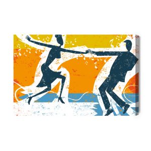 Peinture sur toile Couple Dansant Sur Un Fond Rétro Abstrait – Image 2