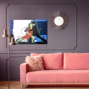 Peinture sur toile Couple Dansant Sur Un Fond Abstrait Sur Un Style Rétro – Image 4