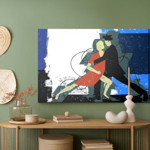 Peinture sur toile Couple Dansant Sur Un Fond Abstrait Sur Un Style Rétro – Image 5