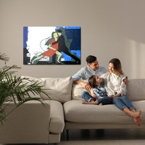 Peinture sur toile Couple Dansant Sur Un Fond Abstrait Sur Un Style Rétro – Image 7