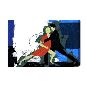 Peinture sur toile Couple Dansant Sur Un Fond Abstrait Sur Un Style Rétro – Image 2