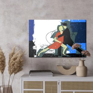 Peinture sur toile Couple Dansant Sur Un Fond Abstrait Sur Un Style Rétro – Image 3