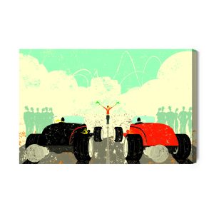 Peinture sur toile Une Course De Voitures Rétro – Image 2