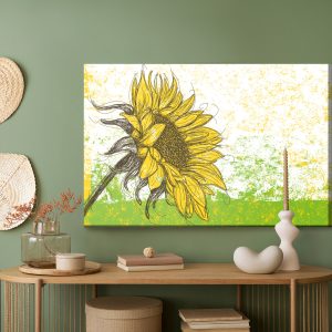 Peinture sur toile Tournesol Dessiné Dans Un Style Rétro – Image 5