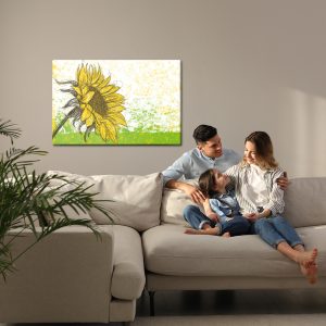 Peinture sur toile Tournesol Dessiné Dans Un Style Rétro – Image 7