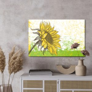 Peinture sur toile Tournesol Dessiné Dans Un Style Rétro – Image 3