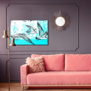 Peinture sur toile Mouettes Dessinées Dans Un Style Rétro – Image 4
