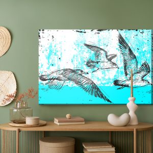 Peinture sur toile Mouettes Dessinées Dans Un Style Rétro – Image 5