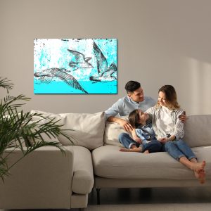 Peinture sur toile Mouettes Dessinées Dans Un Style Rétro – Image 7
