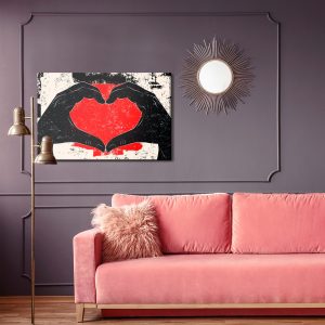 Peinture sur toile Mains Disposées En Forme De Coeur Dans Un Style Vintage – Image 4