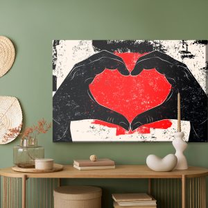 Peinture sur toile Mains Disposées En Forme De Coeur Dans Un Style Vintage – Image 5