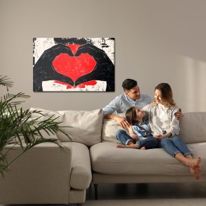 Peinture sur toile Mains Disposées En Forme De Coeur Dans Un Style Vintage – Image 7