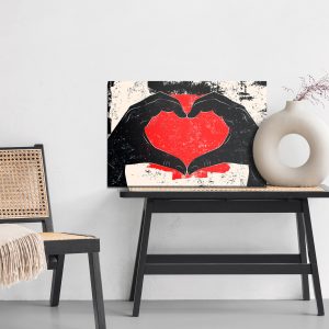 Peinture sur toile Mains Disposées En Forme De Coeur Dans Un Style Vintage – Image 6