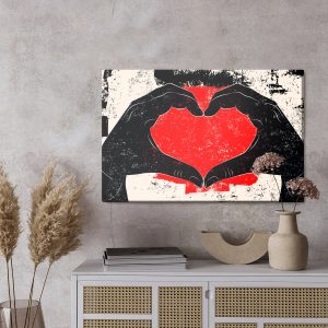 Peinture sur toile Mains Disposées En Forme De Coeur Dans Un Style Vintage – Image 3