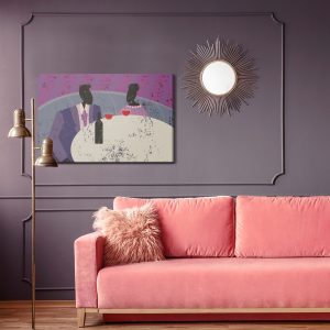 Peinture sur toile Couple Au Restaurant Rétro – Image 4