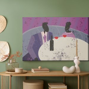 Peinture sur toile Couple Au Restaurant Rétro – Image 5